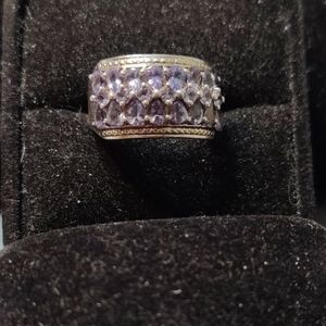 December Birthstone 3 Carat Tanzanite Sterling Silver Ring